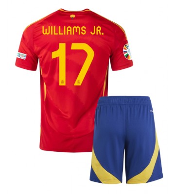 Spanien Nico Williams #17 Replika Babytøj Hjemmebanesæt Børn EM 2024 Kortærmet (+ Korte bukser)